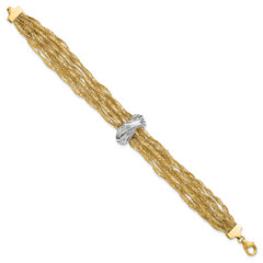 14K with Rhodium Polished Knot Mesh Multi-strand Bracelet