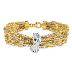 14K with Rhodium Polished Knot Mesh Multi-strand Bracelet