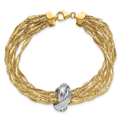 14K with Rhodium Polished Knot Mesh Multi-strand Bracelet