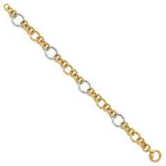 14K Two-Tone Polished Circle Links Bracelet
