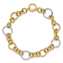 14K Two-Tone Polished Circle Links Bracelet