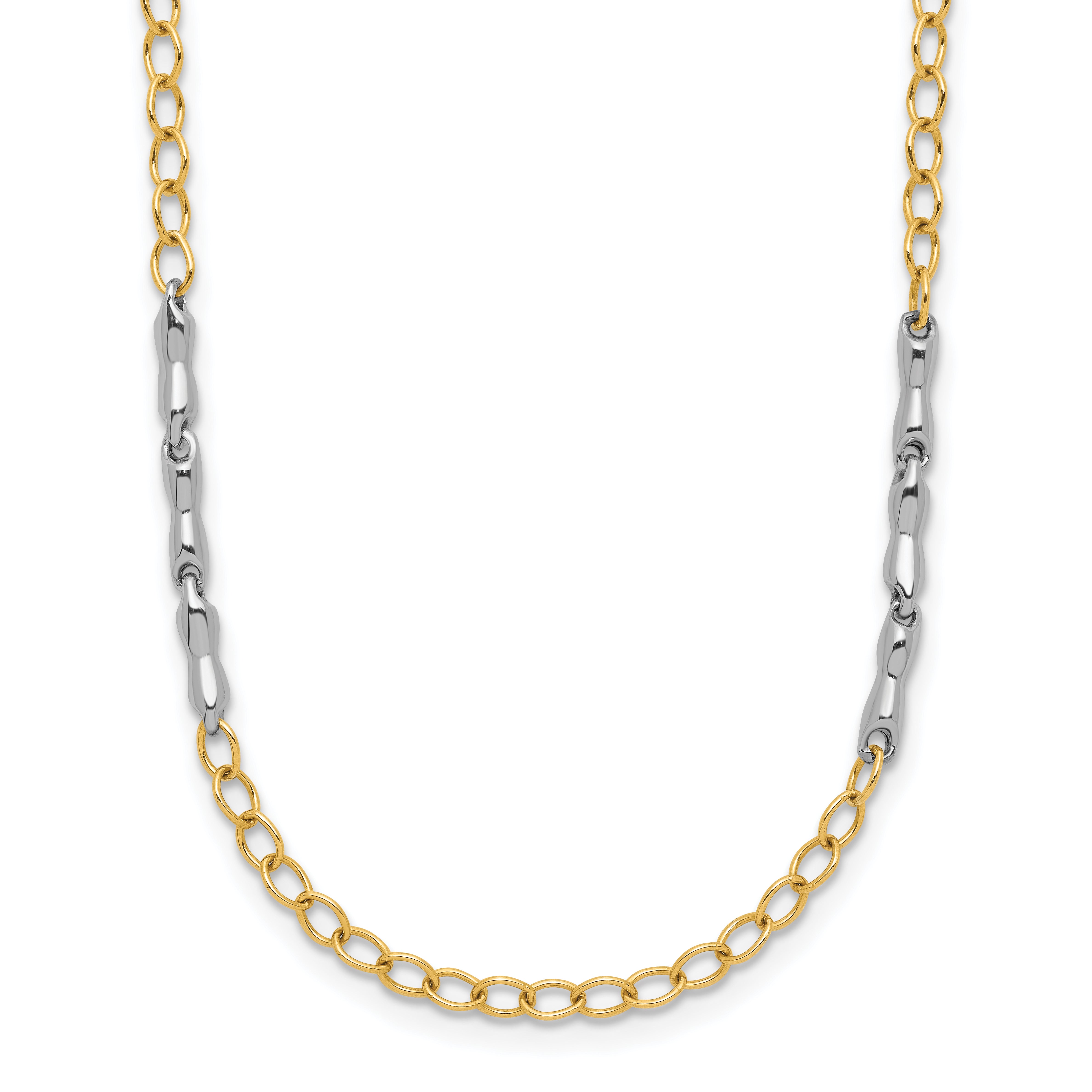 14K Two-Tone Polished Fancy Link Necklace