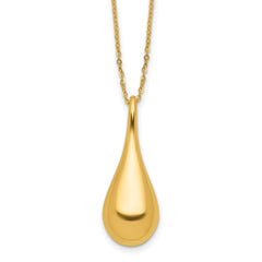 14K Polished Teardrop 16in With 2 Inch Extention. Necklace