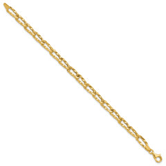 14K Polished and Hammered Fancy Link Bracelet