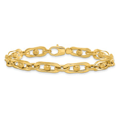 14K Polished and Satin Fancy Link Bracelet