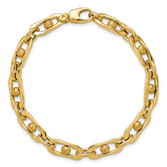 14K Polished and Satin Fancy Link Bracelet
