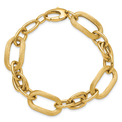 14K Polished and Satin Fancy Link Bracelet