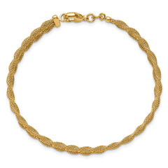 14K Polished/Textured and Diamond-cut Bracelet