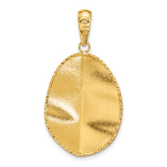 14K Two-tone Polished and Satin Teardrop Pendant