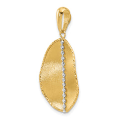 14K Two-tone Polished and Satin Teardrop Pendant