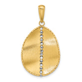 14K Two-tone Polished and Satin Teardrop Pendant