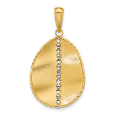 14K Two-tone Polished and Satin Teardrop Pendant