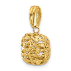 14K Polished Puffed Square Pendant