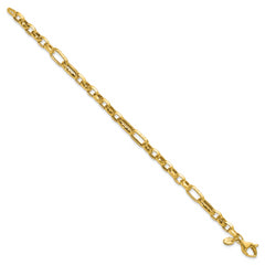 14K Polished and Hammered Fancy Link Bracelet