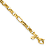 14K Polished and Hammered Fancy Link Bracelet