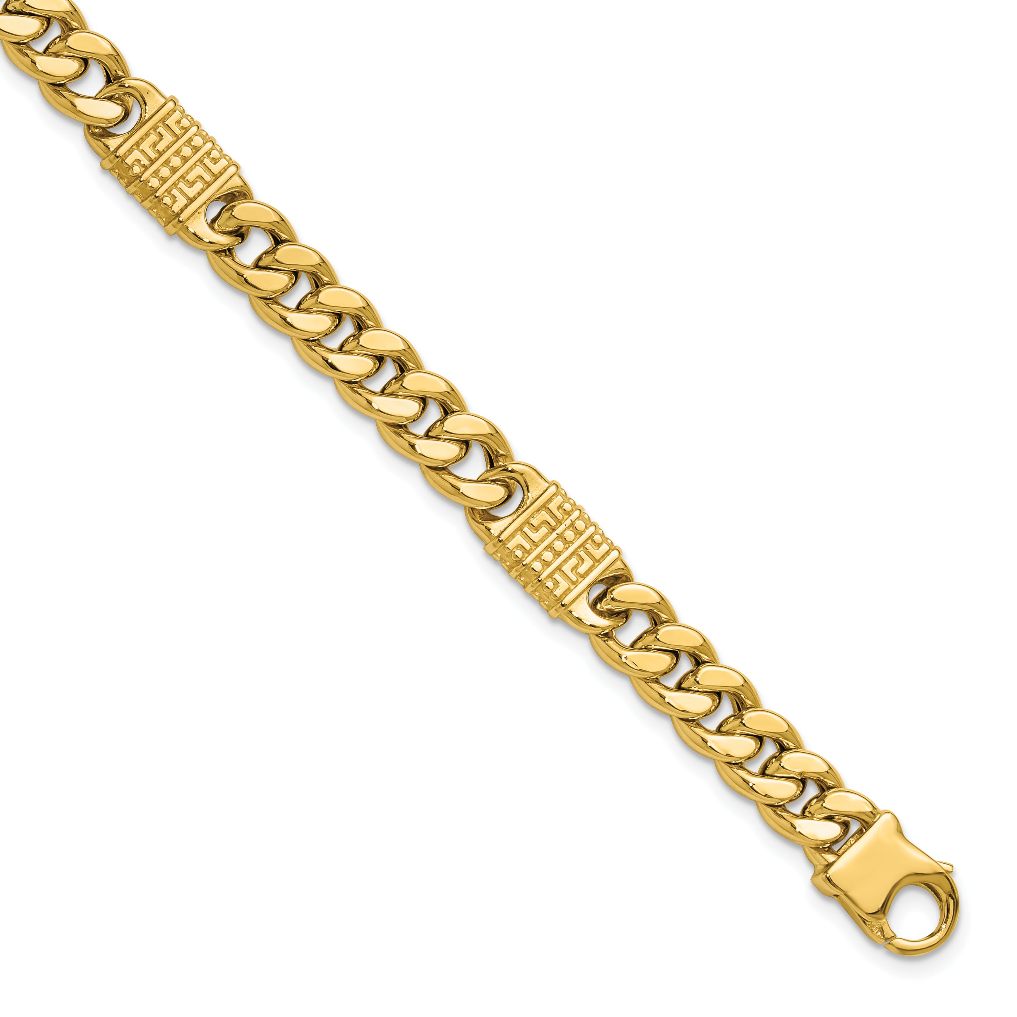 14K Polished with Design Fancy Link Men's Bracelet