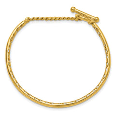 14K Polished Hollow with Toggle Safety Clasp Bangle