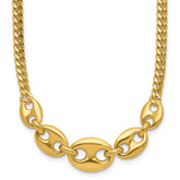 14K Polished Fancy Curb Link Necklace
