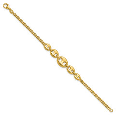 14K Polished Fancy Curb Link Bracelet