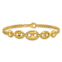 14K Polished Fancy Curb Link Bracelet