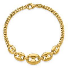 14K Polished Fancy Curb Link Bracelet