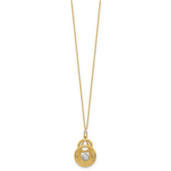 14K TT Polish/Dia-cut Fancy Teardrop w/.5in ext. Necklace