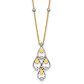 14K TT Polished / Dia-cut Chandelier w/.5in ext. Necklace