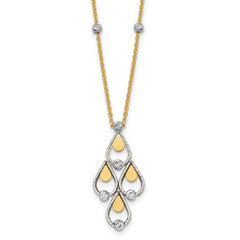14K TT Polished / Dia-cut Chandelier w/.5in ext. Necklace