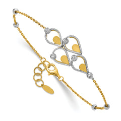 14K TT Polished / Dia-cut Fancy Bracelet w/.5in ext. Bracelet