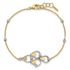 14K TT Polished / Dia-cut Fancy Bracelet w/.5in ext. Bracelet