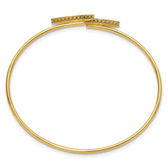 14K Polished Mother of Pearl Bypass Flexible Bangle