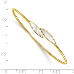 14K Polished Mother of Pearl Bypass Flexible Bangle