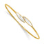 Mother of Pearl Bypass Flexible Bangle in 14K Yellow Gold, 1.5mm - Sophia Jewelers