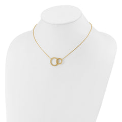 14K Polished/Diamond-cut 2 Circles w/2in ext. Necklace