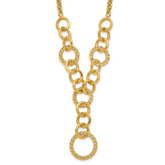 14K Polished Circles Y-Drop w/1in ext. Necklace