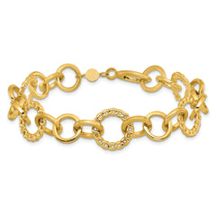 14K Polished Fancy Circle Link Bracelet