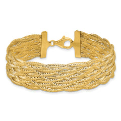 14K Polished Braided Mesh Bracelet