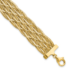 14K Polished Braided Mesh Bracelet