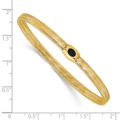 14K Polished Onyx Mesh Slip-on Stretch Bracelet