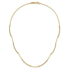 14K Polished Textured and Dia-cut Beaded w/Bars Necklace