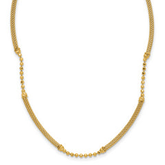 14K Polished Textured and Dia-cut Beaded w/Bars Necklace