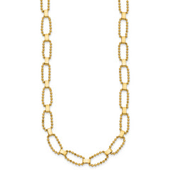 14K Polished / Dia-cut Fancy Beaded Link w/ 2in ext. Necklace