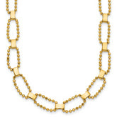 14K Polished / Dia-cut Fancy Beaded Link w/ 2in ext. Necklace