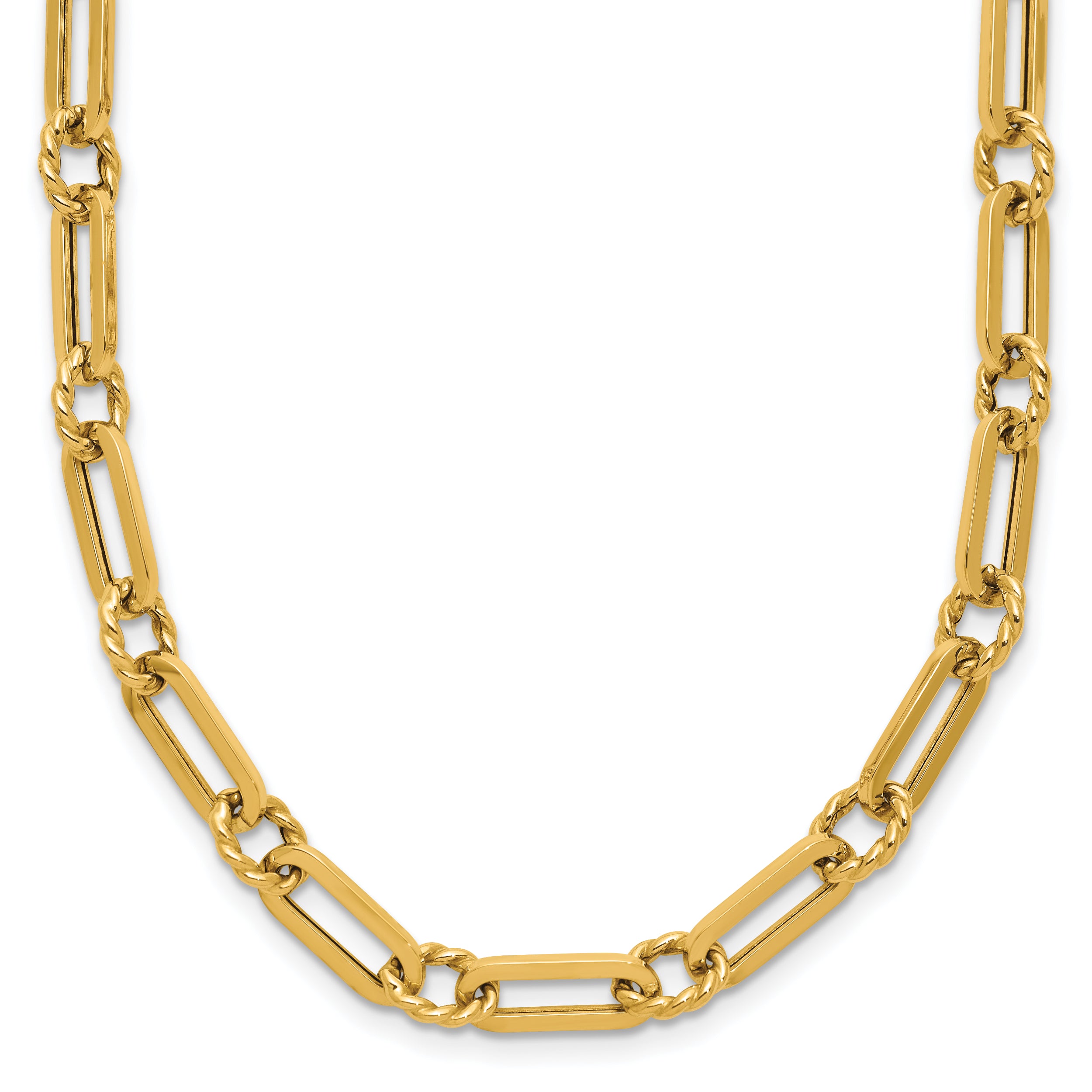14K Polished and Twisted Fancy Link Toggle Necklace