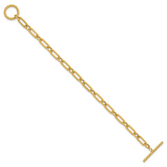 14K Polished and Twisted Fancy Link Toggle Bracelet