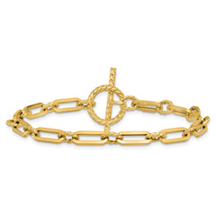 14K Polished and Twisted Fancy Link Toggle Bracelet