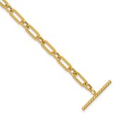 14K Polished and Twisted Fancy Link Toggle Bracelet