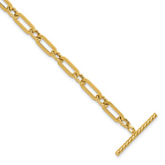 14K Polished and Twisted Fancy Link Toggle Bracelet