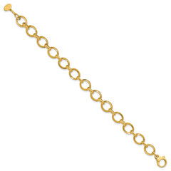 14K Polished and Grooved Fancy Link Bracelet