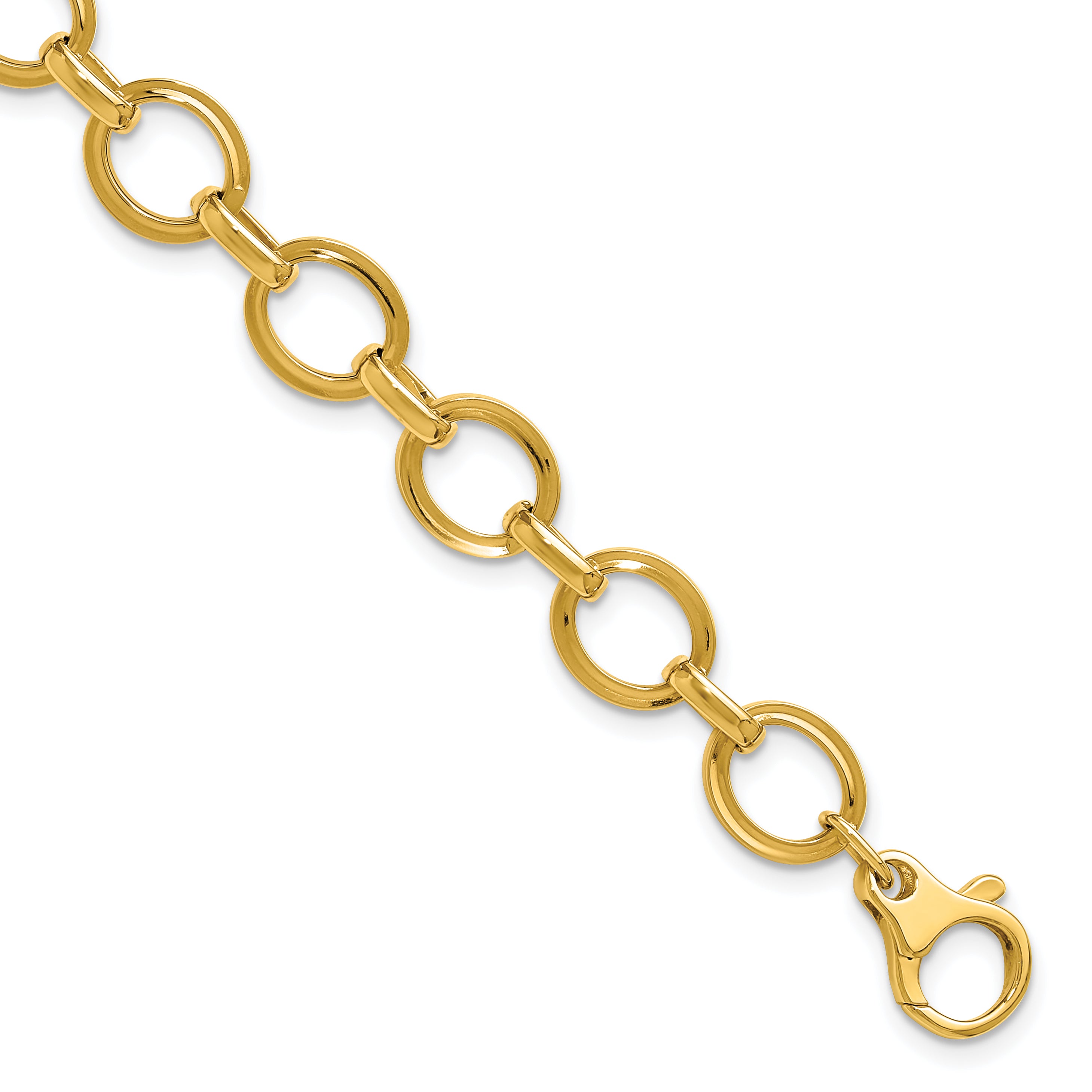 14K Polished and Grooved Fancy Link Bracelet